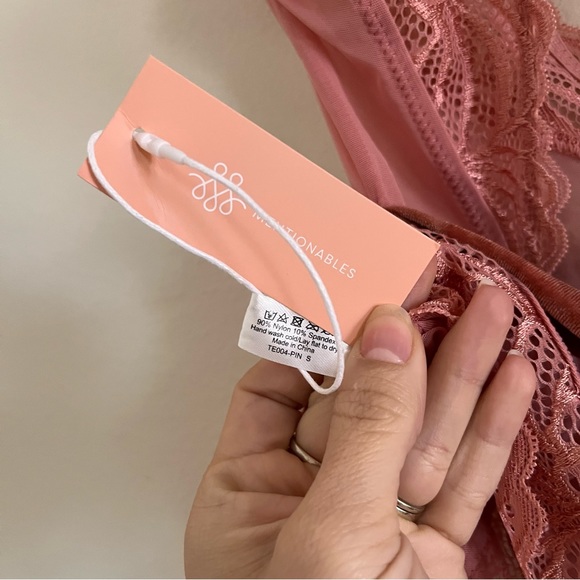 SOLD Mentionables Blush Lace Teddy - Picture 3 of 5